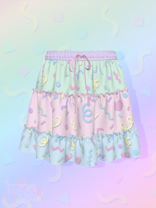 80s Pastel Ruffle Skirt