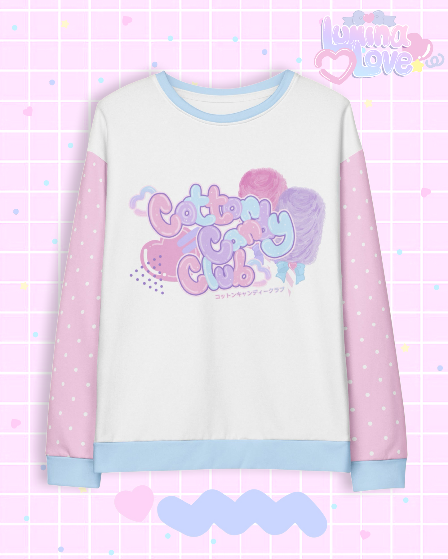 Cotton Candy Club Sweatshirt (White/Pink/Sax)