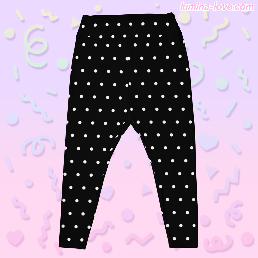 Polka Dot Plus Size Leggings Black