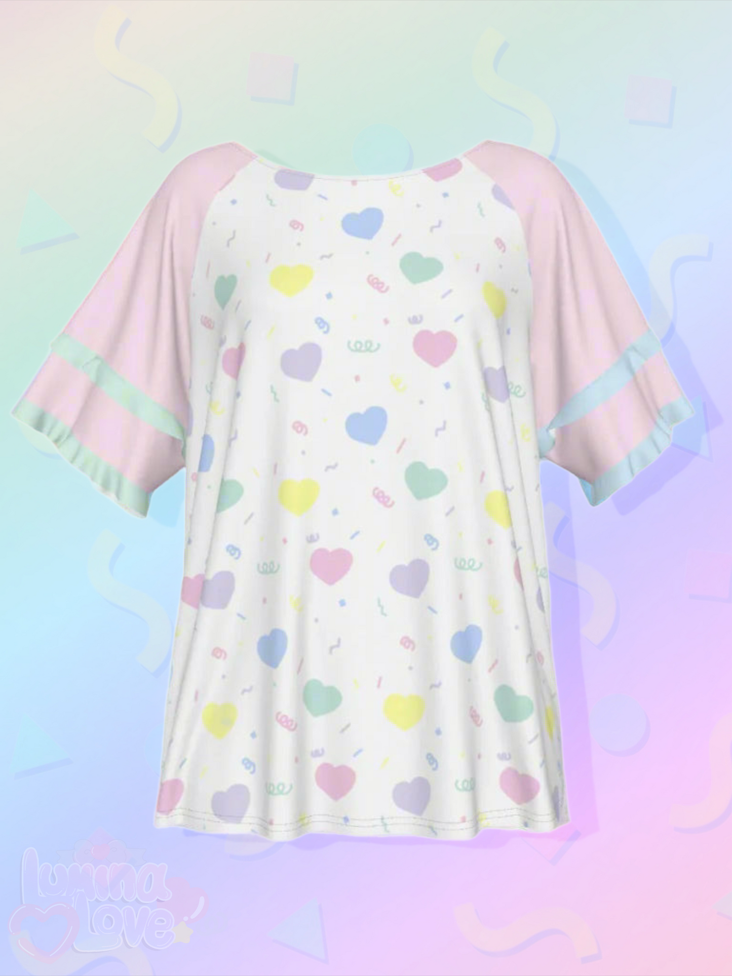 Rainbow Hearts Ruffle Shirt
