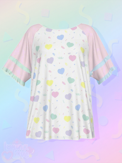 Rainbow Hearts Ruffle Shirt