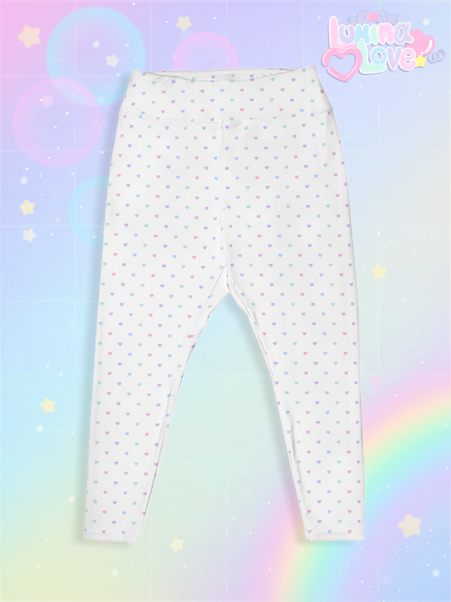 Fancy Hearts Plus Size Leggings (White)