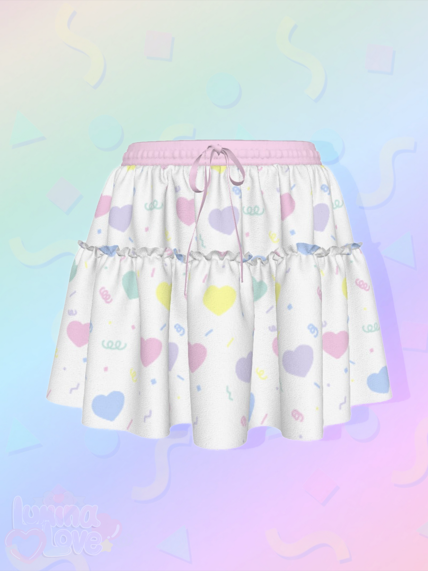 Rainbow Hearts Ruffle Skirt