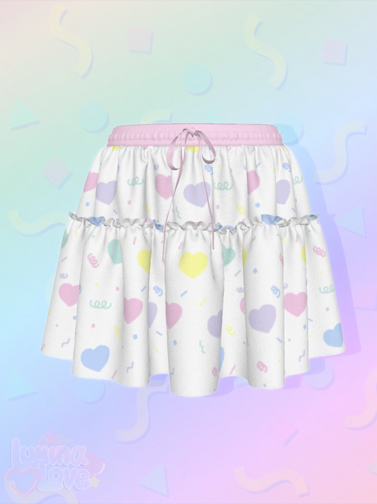 Rainbow Hearts Ruffle Skirt
