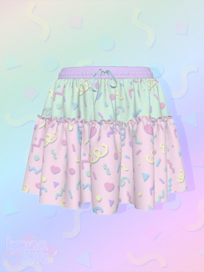 80s Pastel Ruffle Skirt