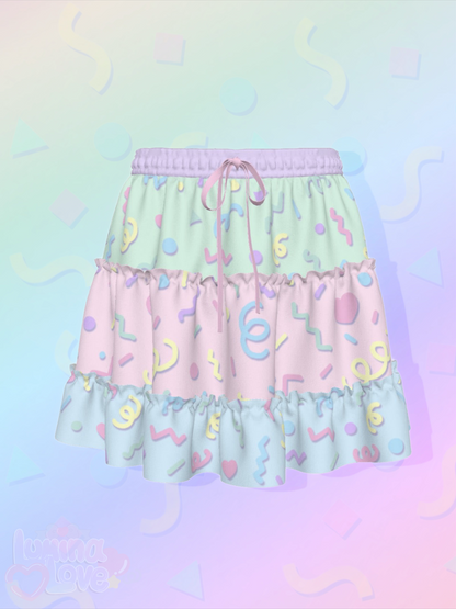 80s Pastel Ruffle Skirt