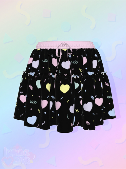 Rainbow Hearts Ruffle Skirt