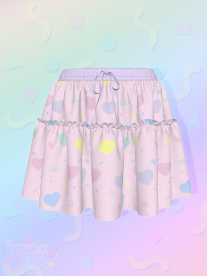 Rainbow Hearts Ruffle Skirt