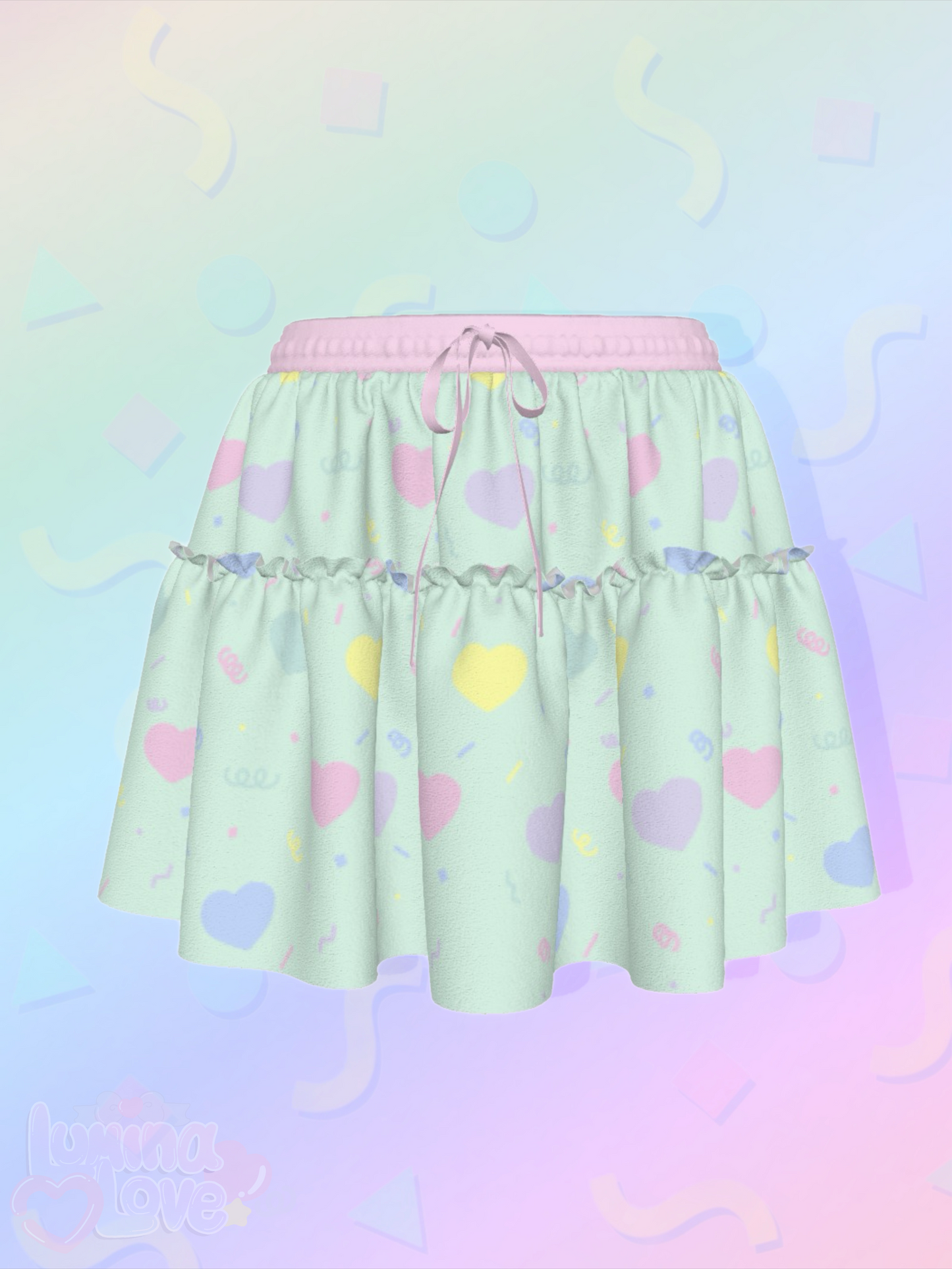 Rainbow Hearts Ruffle Skirt