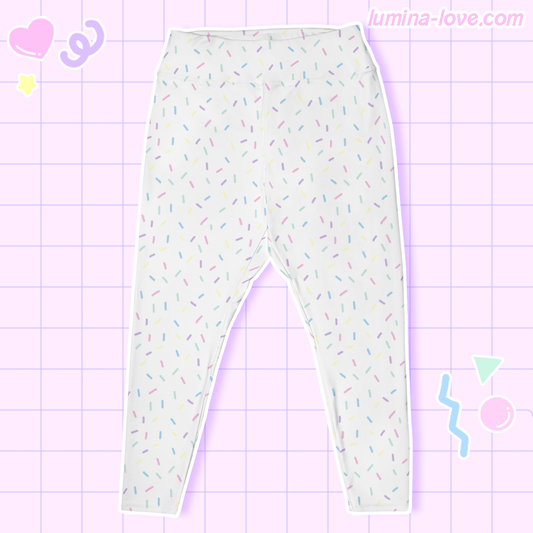 ♡ Ice Cream Sprinkle Plus Size Leggings (White) ♡