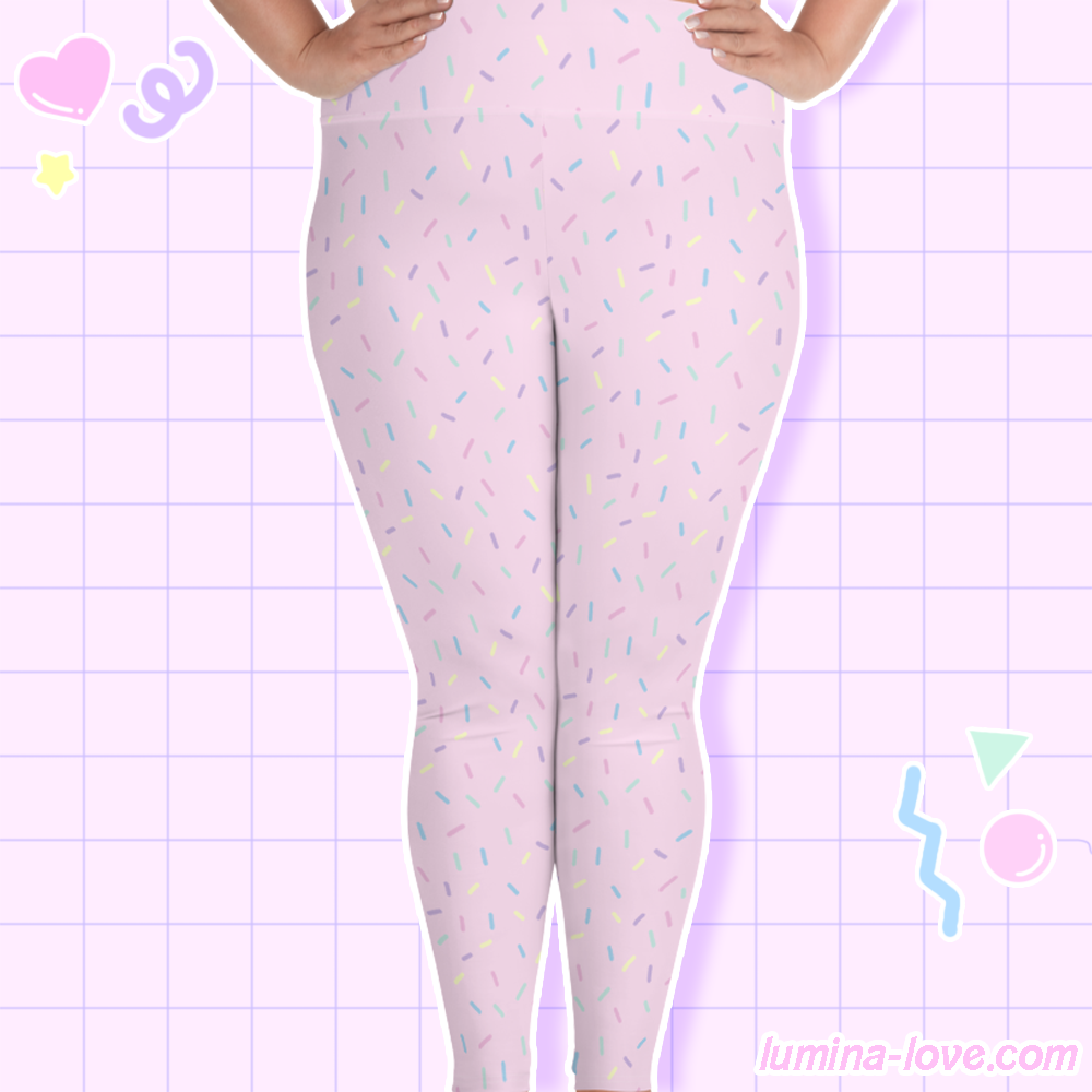 ♡ Ice Cream Sprinkle Plus Size Leggings (Pink) ♡