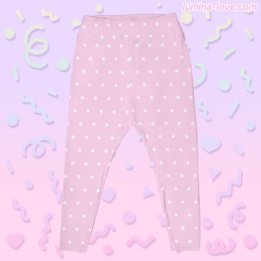 ♡ Polka Dot Plus Size Leggings (Pink) ♡