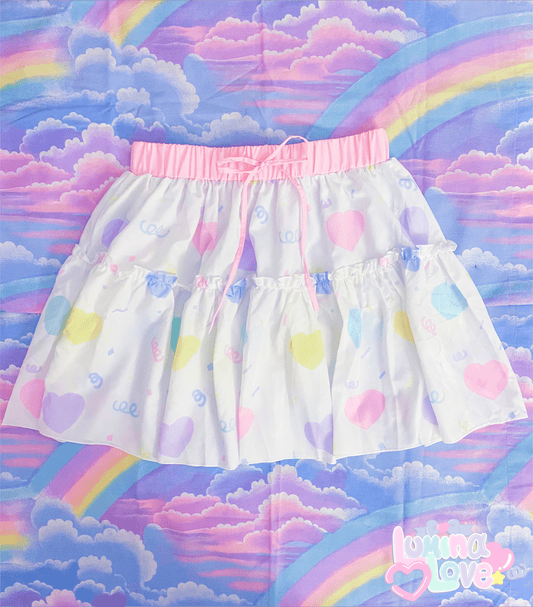 Rainbow Hearts Ruffled Skirt